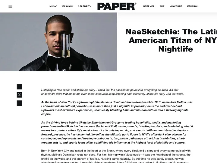 Paper Magazine: NaeSketchie, the Latino American titan of NYC nightlife